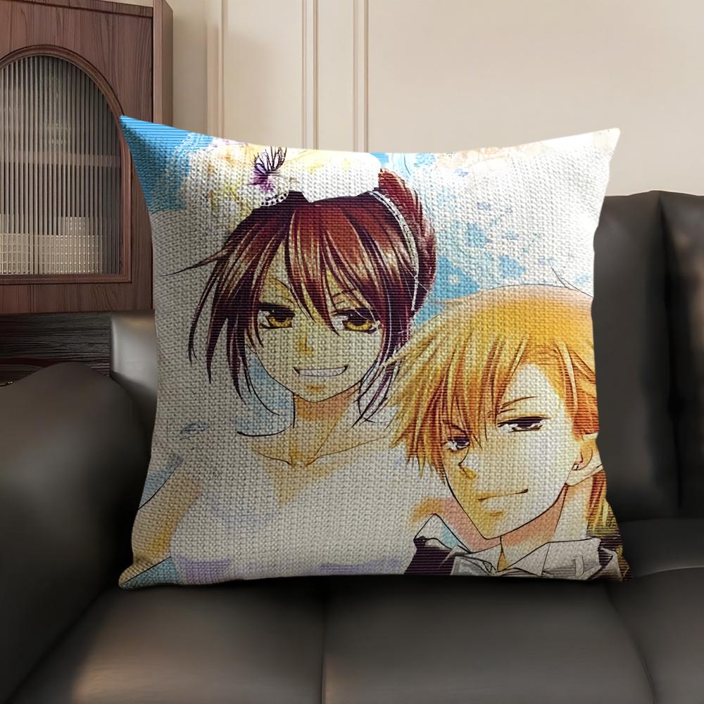 Japanese Anime M-Maid Sama Cushion Cover Natural Linen Organic Fabric Double-Sided Printing Sofa Home Decor Gift Pillow Case