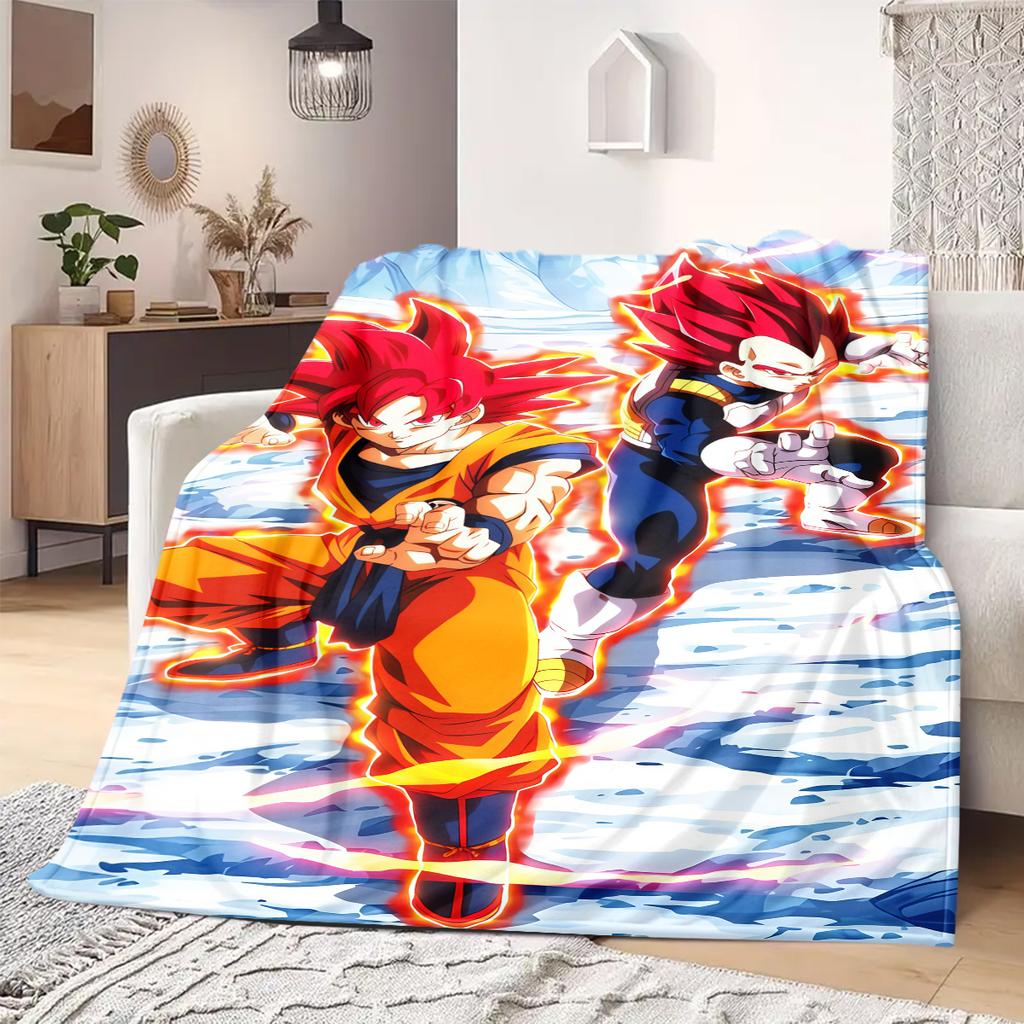 Cartoon Son Goku Print Blanket Warm Comfortable Flannel Blanket Suitable for Bedrooms,Sofas, Beds, Chairs, Picnics,Travel -QIAO5