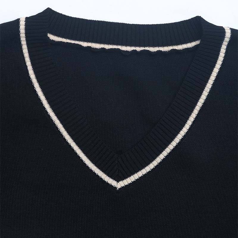 Women's Color Collision Fashion Casual Suit Autumn Winter V-neck Long Sleeve Pullover High Waist Wide Leg Pants Two Pieces Sets