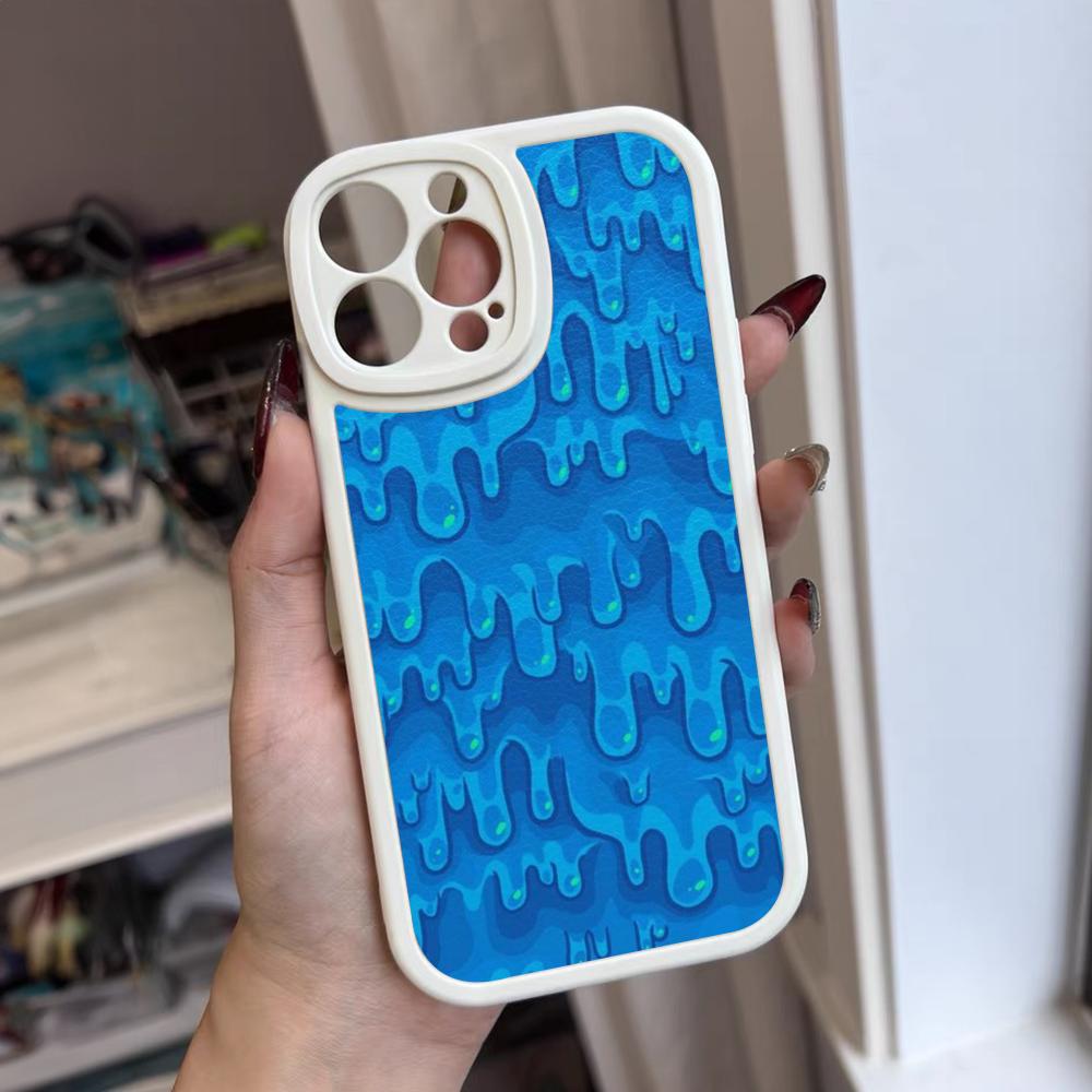 Slime Pattern Phone Case For Iphone 16 15 14 12 13 Pro Max 11 Mini Xs Puls Lambskin Silicone Cover