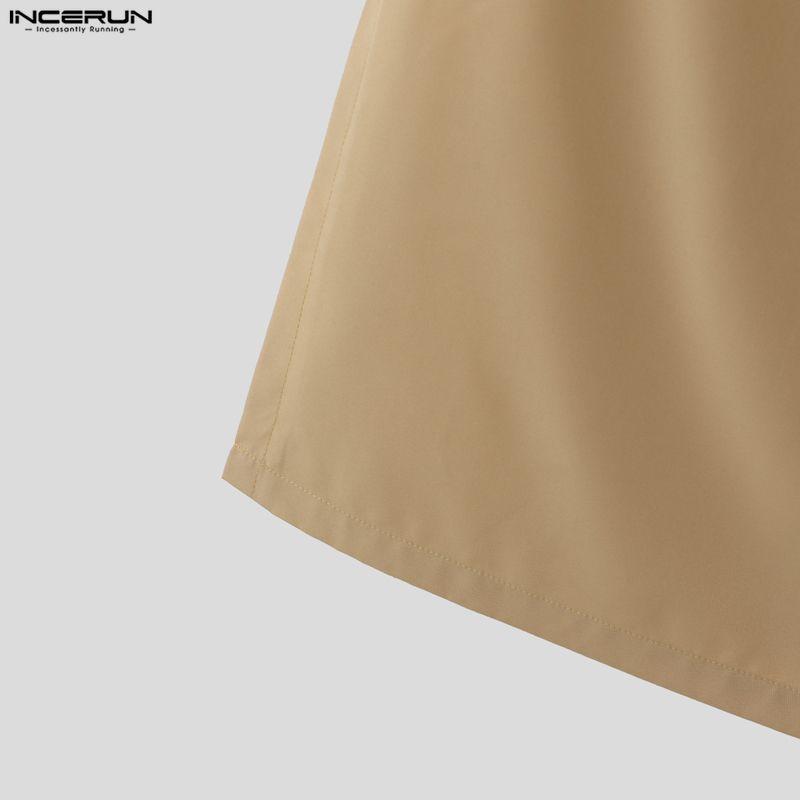 INCERUN Camicie Lunghe Casual Larghe da Uomo con Collo a Sottana e Maniche a 3/4