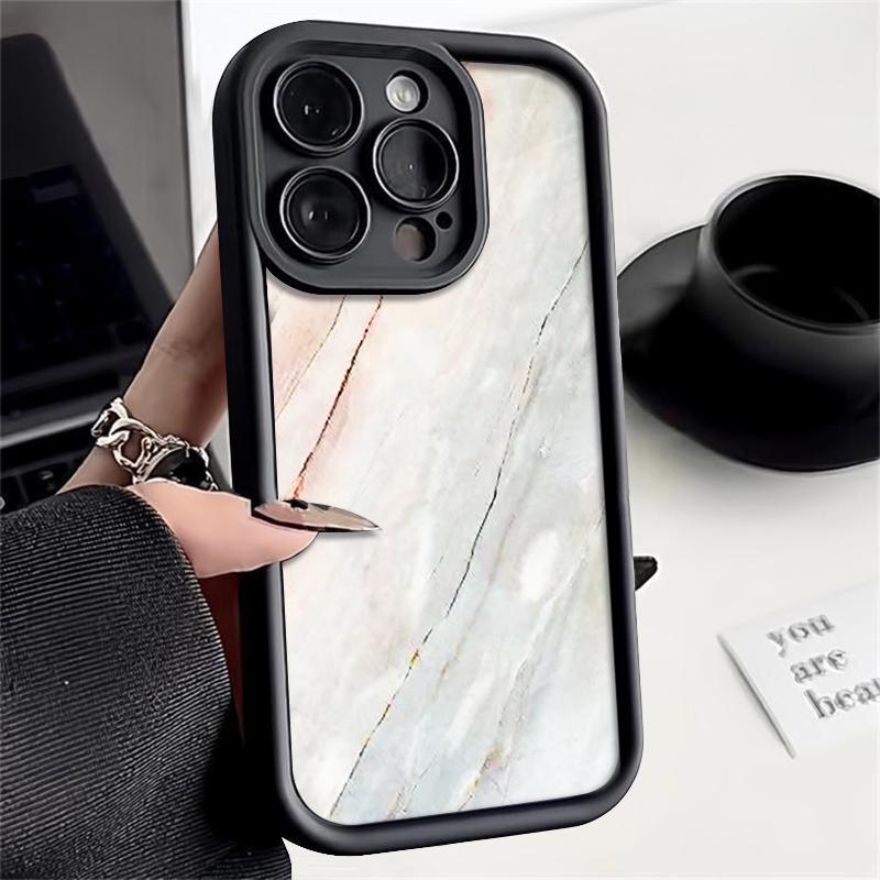 

Белый мраморный узор текстуры Мягкий силиконовый чехол для телефона iPhone 16 Pro Max 15 14 13 Pro 12 11 8 7 Матовый противоударный защитный чехол для линз из ТПУ iPhone 16 чёрный
