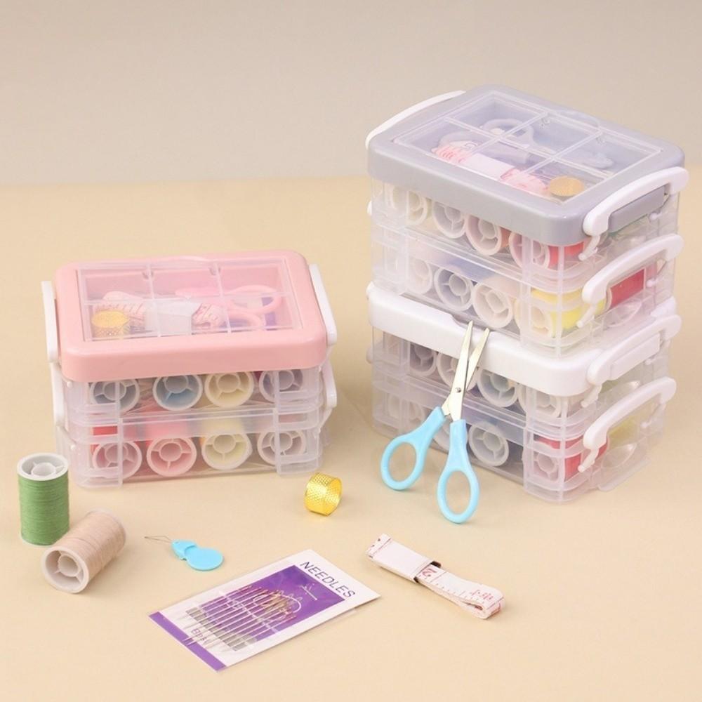 18pcs Three-Layer Needlework Box DIY Needle Thread Box Space Saving Sewing Kit Box  DIY Mending