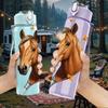 1PC Horse Head With Feather Decoration Print 750ml Color Plastic Sports Water Bottle Leakproof Flip Straw Lid Suitable for Sports Office Home Use