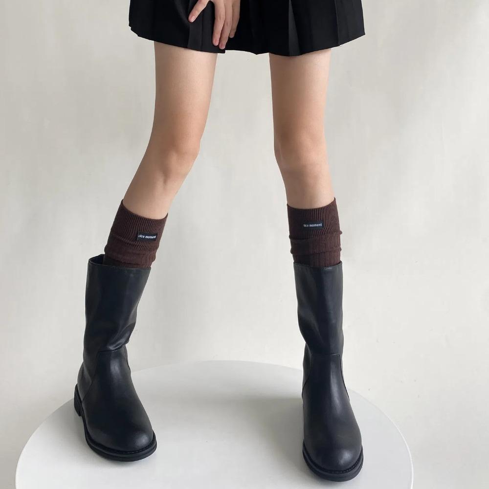 Black Lable Long Socks High Tube Knitted Stocking Fashion Knee-high Socks  Autumn