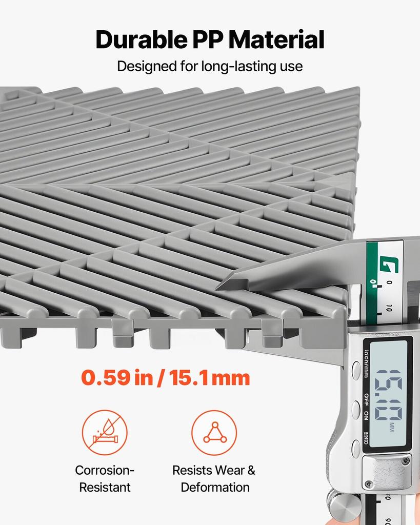 Interlocking Drainage Mats, 310 X 310 Mm, Modular Garage Flooring Tiles, Non-Slip PP Drainage Floor Tiles, Self-Draining, Easy Installation, for