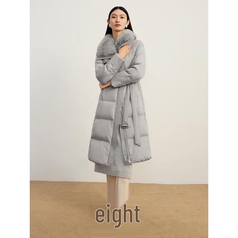 

JUZI ANNACAU Женский длинный пуховик со съемным меховым воротником L