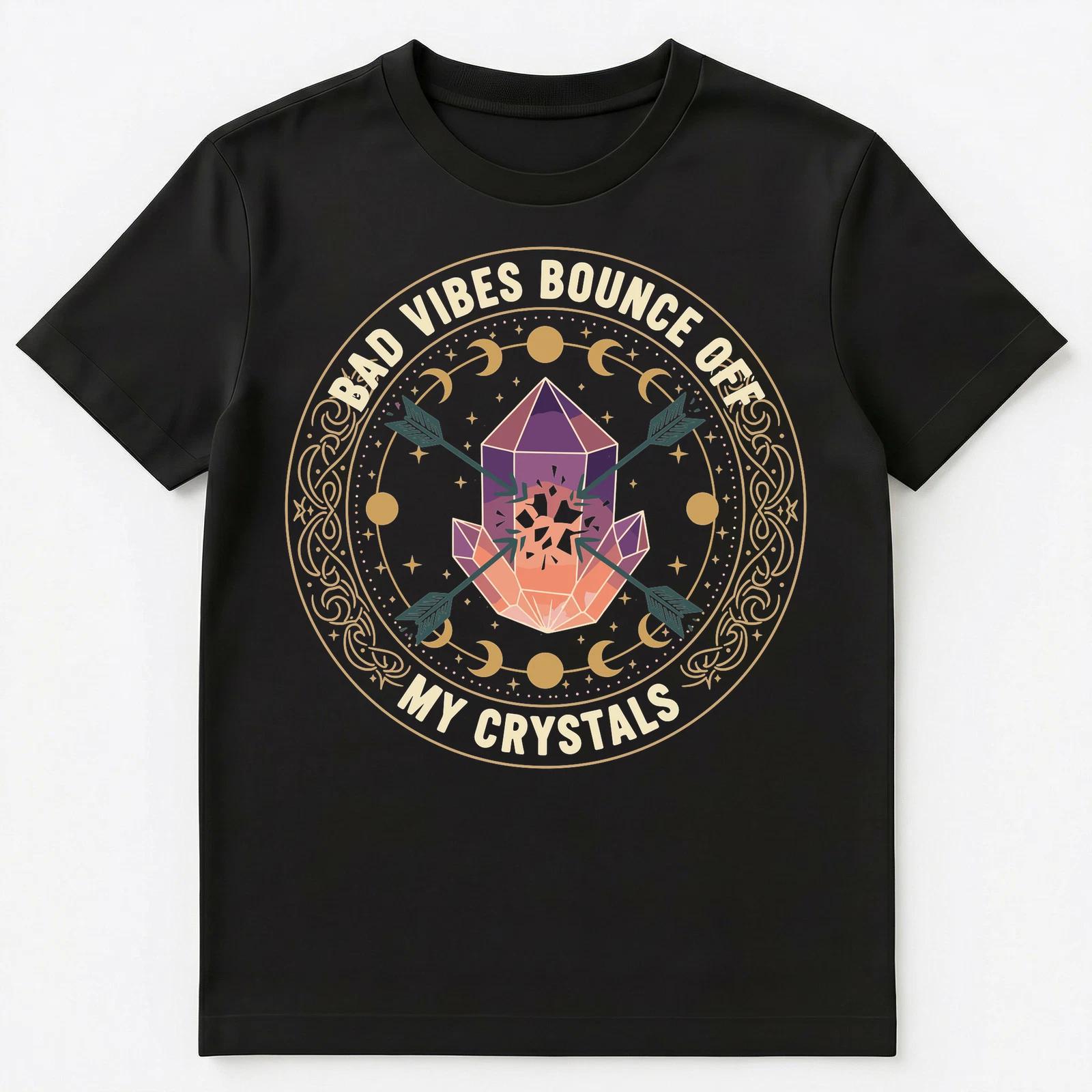 

Crystal Lover Spiritual Protection Celestial Energy Design Unisex T-Shirt S