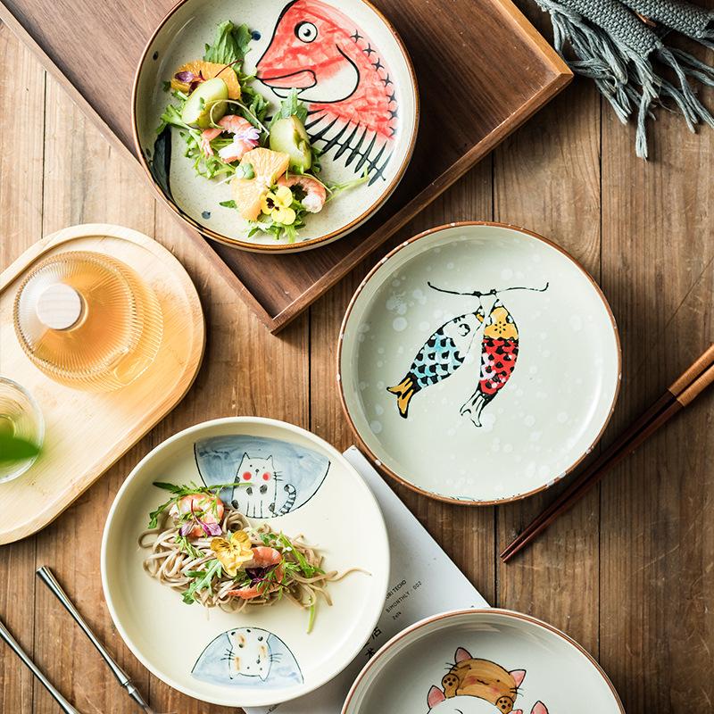 Japanese-Style Ceramic Deep Plate Household Dinner Dish Restaurant Hotel Creative Tableware Cooking Plate
