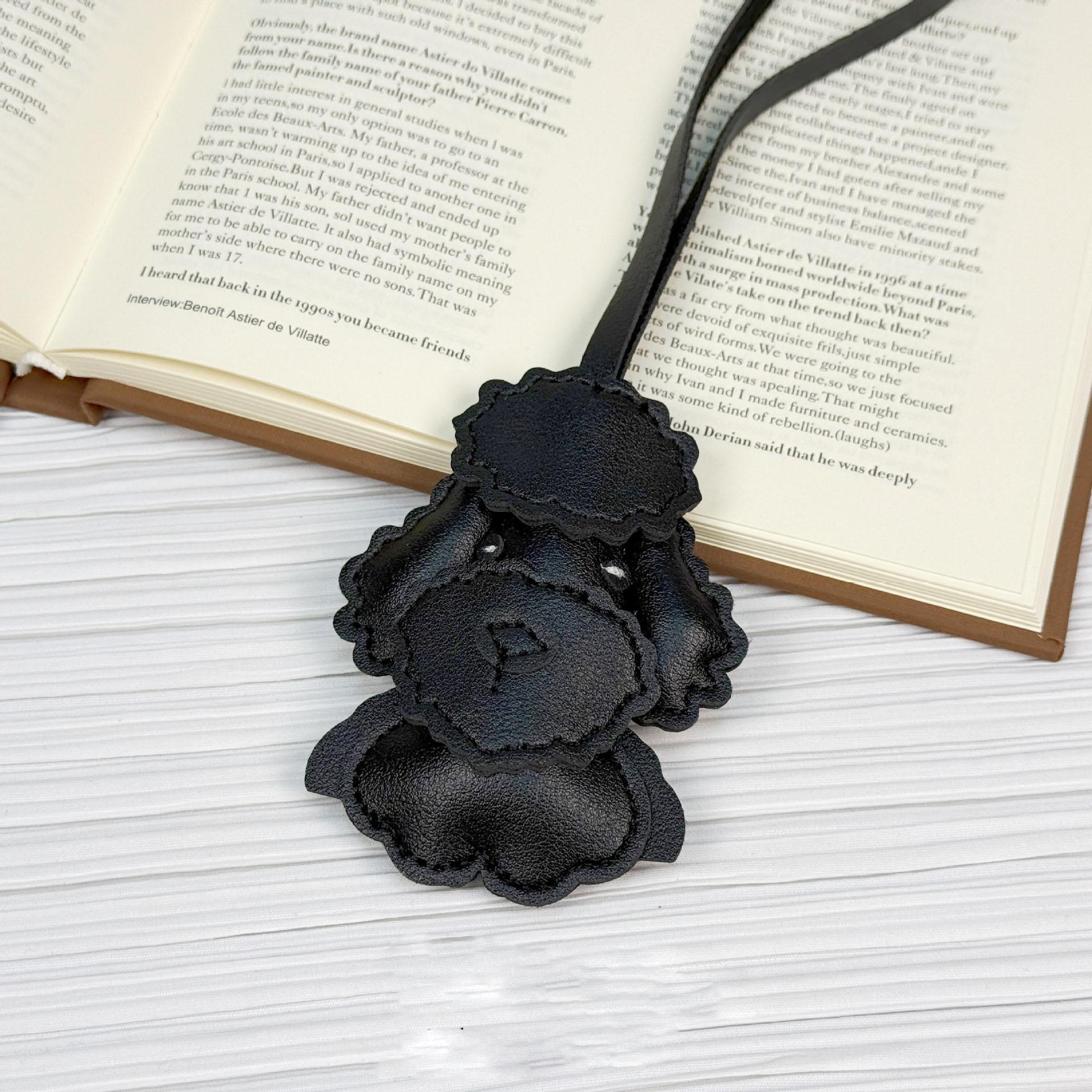 

trendy cute kawaii cartoon leather Poodle dog bag charm pendant keychain animal backbag handbag decoration charm for women men чорний