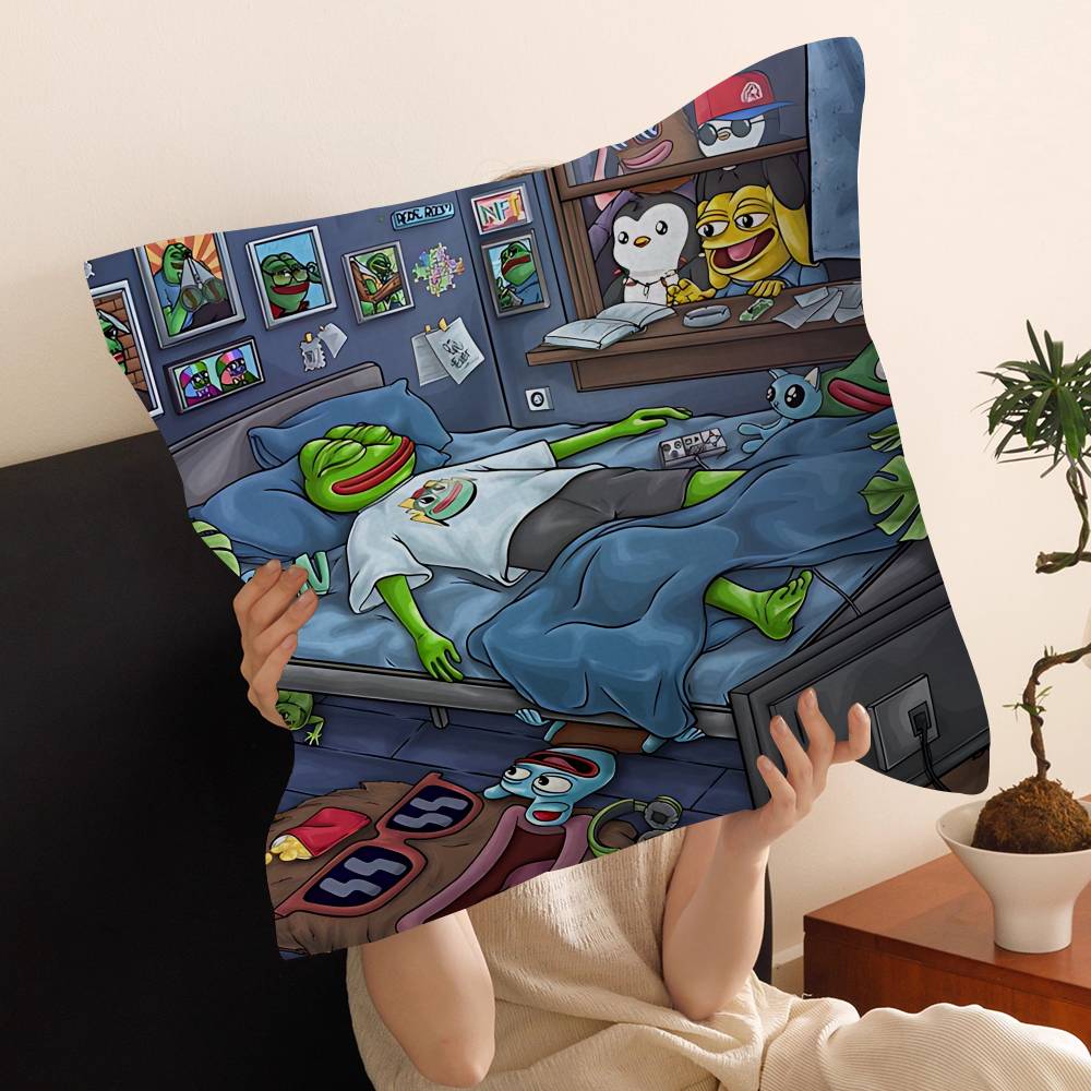 

P-Pepe The Frog Pillowcases Home Bedding Decorative Pillow Cover Wedding Super Soft Pillow Case 12x12Inch