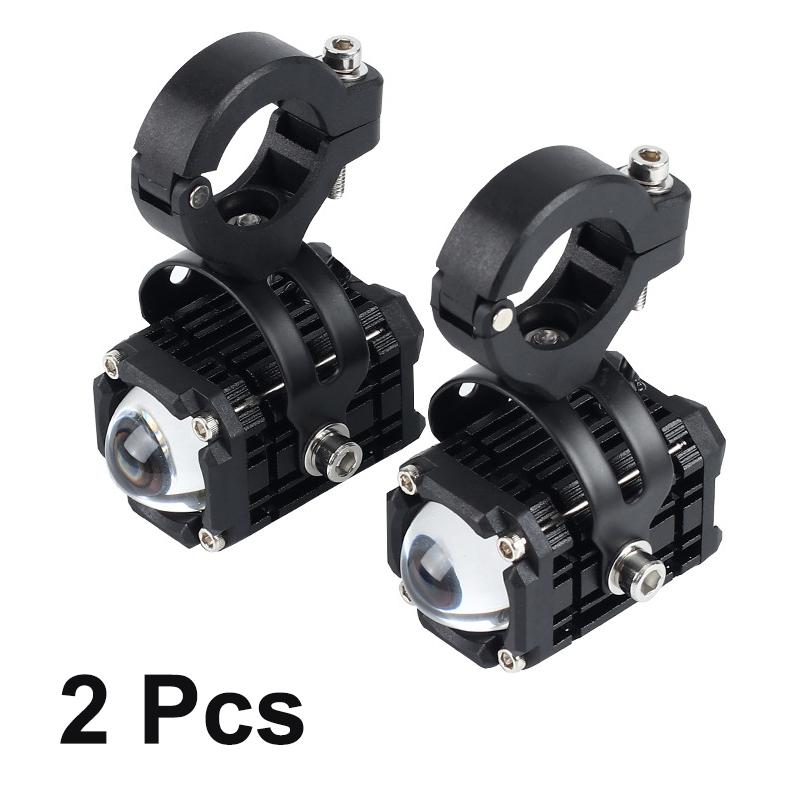 2Pcs Motorcycle LED Lights Universal Motos Dual Color Spotlights 360 Degree Adjustment Auxiliary Fog Light Motorcycle Accessory