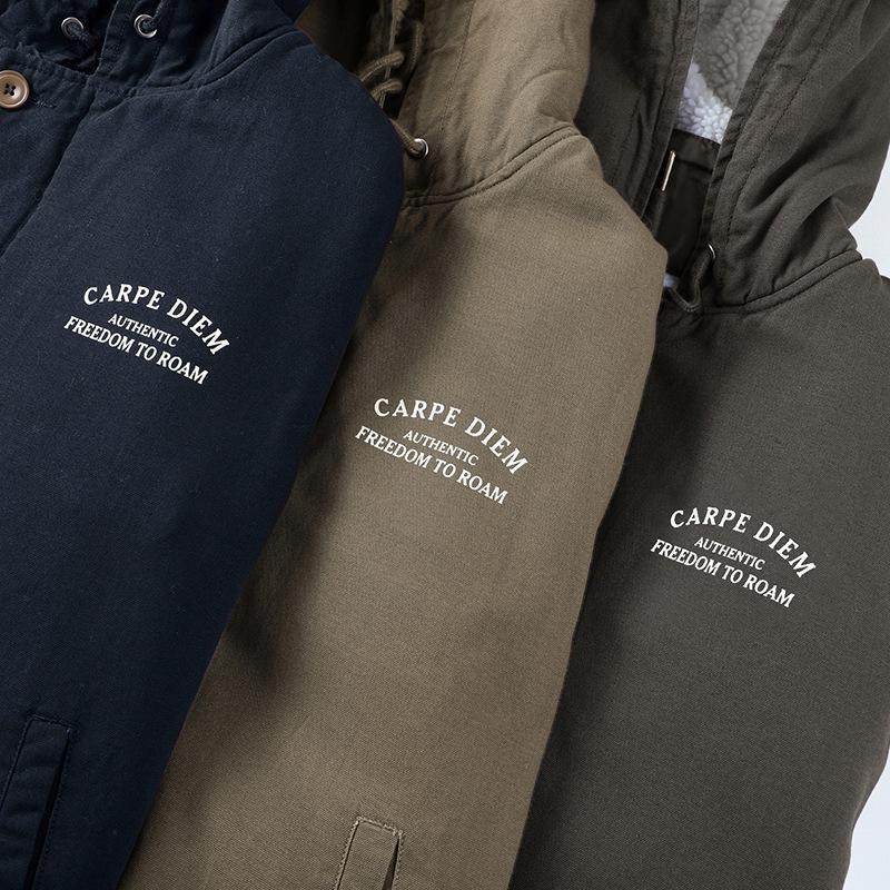 Winter Baumwollmantel mit Kapuze aus Lammfell für Herren, Verdicktes Samt, Lockere Baumwolljacke, Lässiger Jugendlicher Baumwollmantel, Herren Trendy