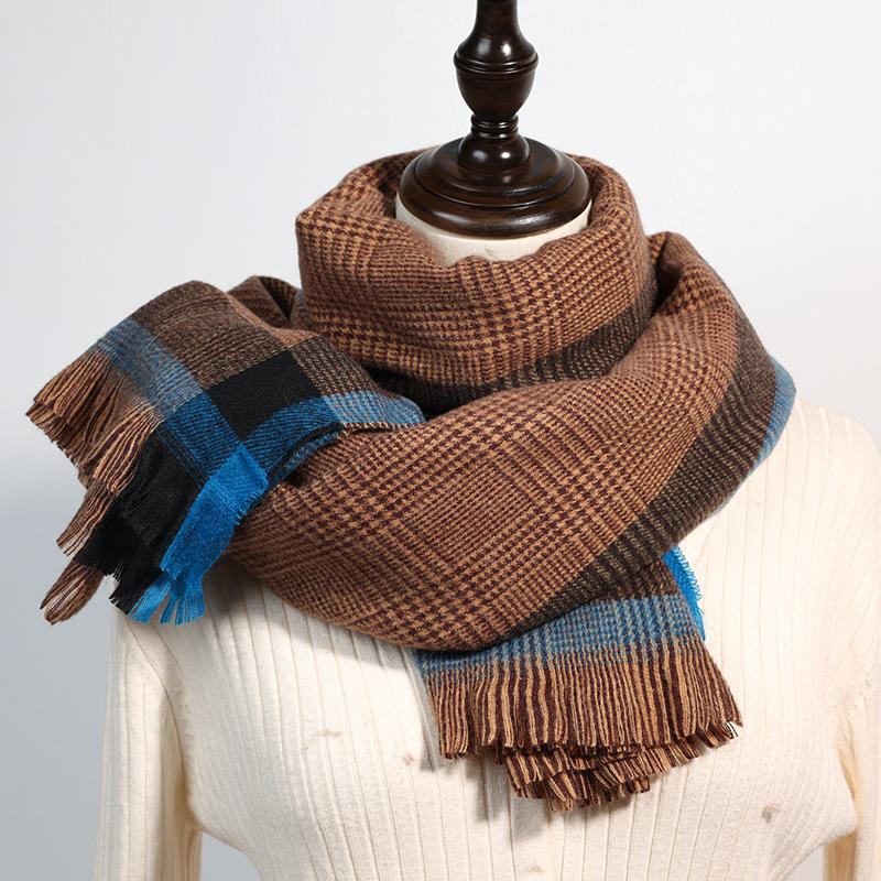 

Подходящий по цвету шарф женский 2025 осень и зима новый милый средней длины теплый шарф-шаль из имитации кашемира модный