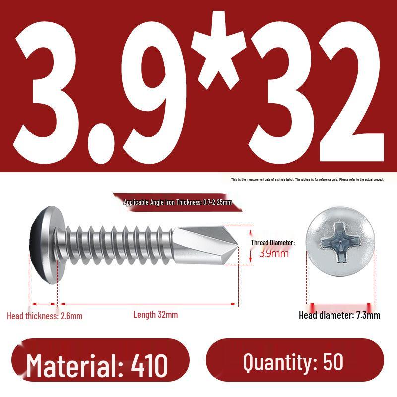 Stainless Steel 304 Phillips Round Head Self-Drilling & Tapping Screws, M3.9/M4.8/M5.5 Swallowtail Bolts
