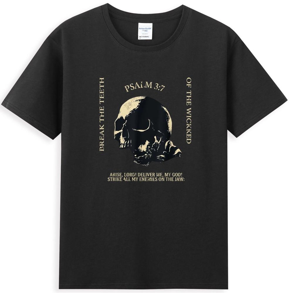 Psalm 37 Vintage Skull Christian Religious Bible Verse TShirt S