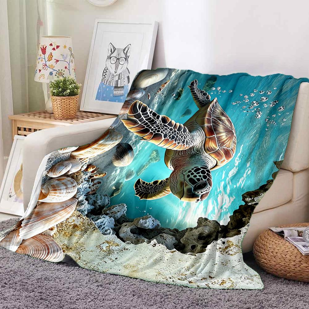 1Pc Ocean Life Adventure Blanket Soft And Comfortable Casual Warm Camping Travel Christmas Halloween Xmas Gift M928612