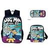 Dog Man 3Pcs Set Boy Funny Cartoon Schoolbag with Shoulder Bag Pencil Case Game Print Backpack Waterproof Children Boolbag