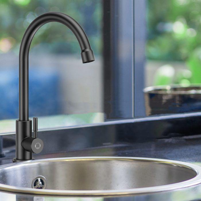 45x45cm Évier de Cuisine en granit a poser noir anthracite+Froide Robinet Noir