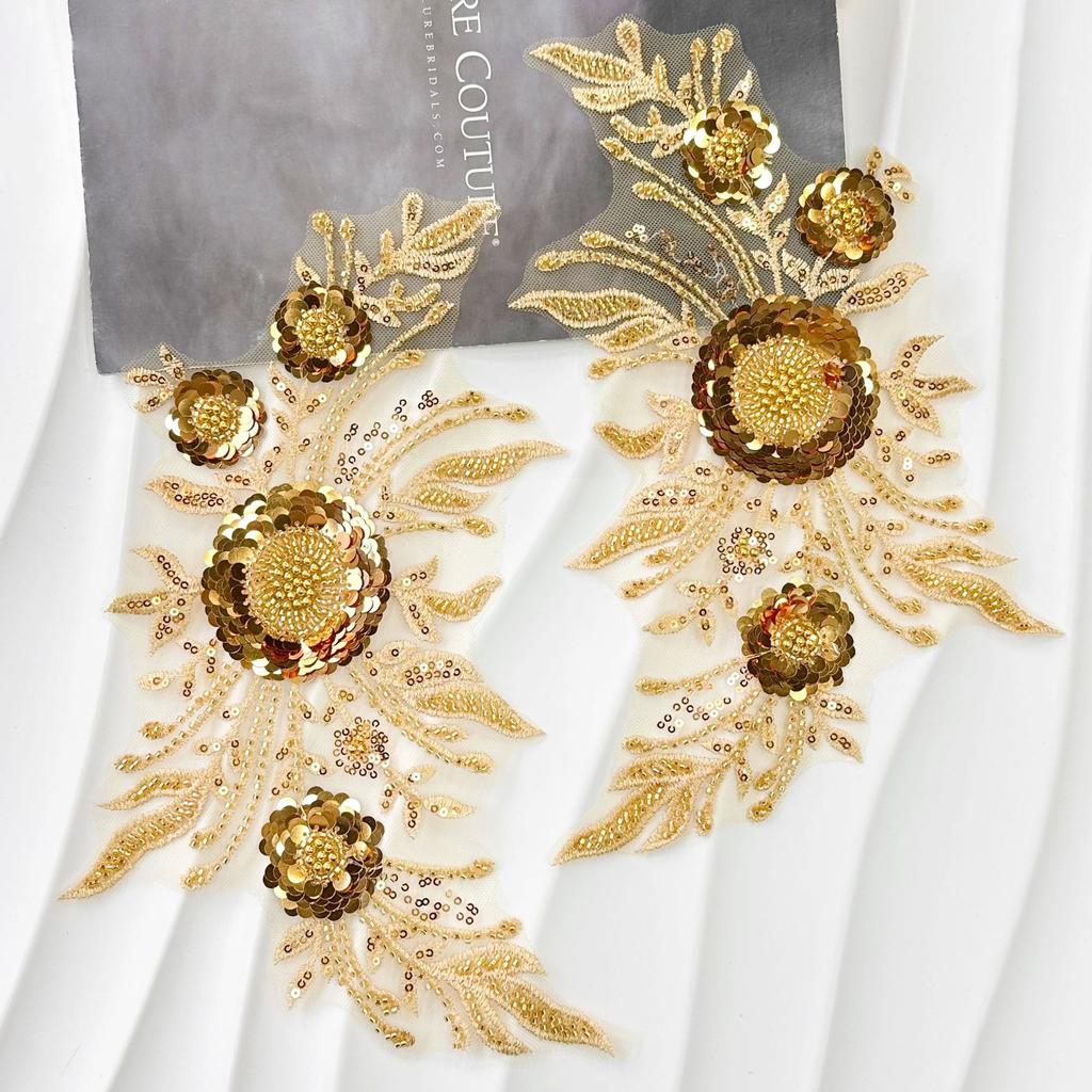 Fashion Mesh Sequined Flower Cloth Sticker Dress Wedding Stage Performance Clothing Clothing Accessories Lace Embroidery Sticker