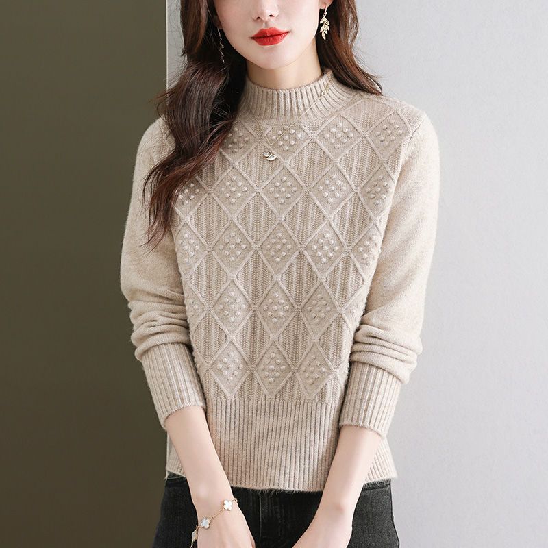 Winter Short Fashion High Neck Loose Sweater Thick Knitted Bottom Top