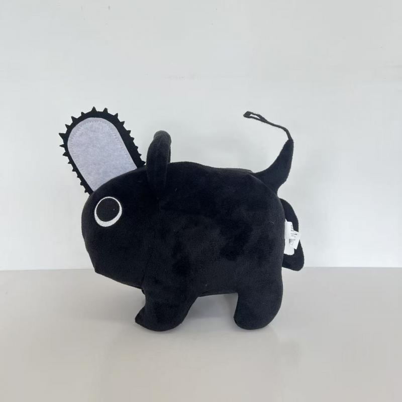 Chainsaw Dog Demon Pochita Plush Toy Stuffed Animal, Halloween Christmas Gift Anime Figure Doll, 22cm Black