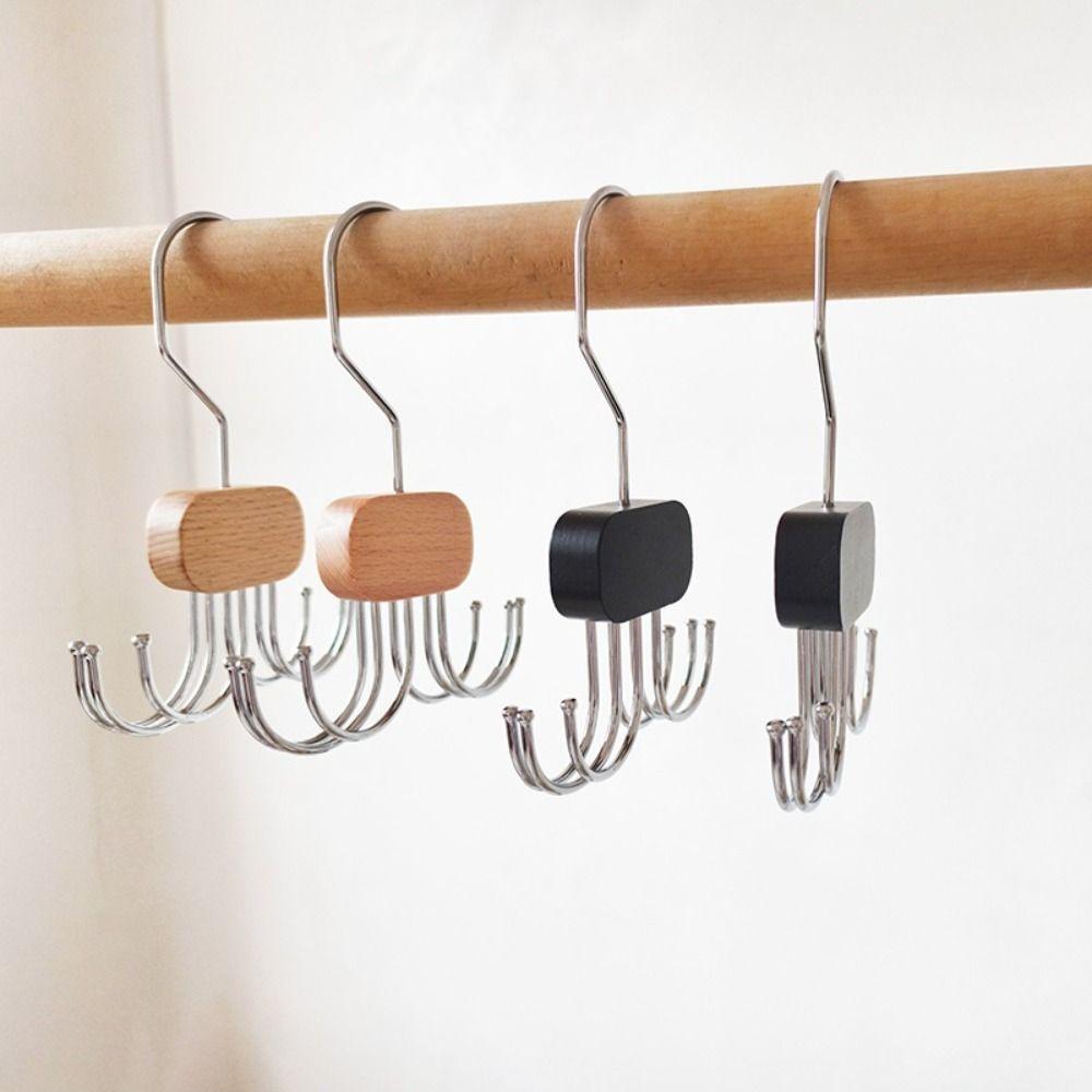 Rotatable Clothes Hook Wooden Scarf Storage Hook Multipurpose Belt Hooks  Household