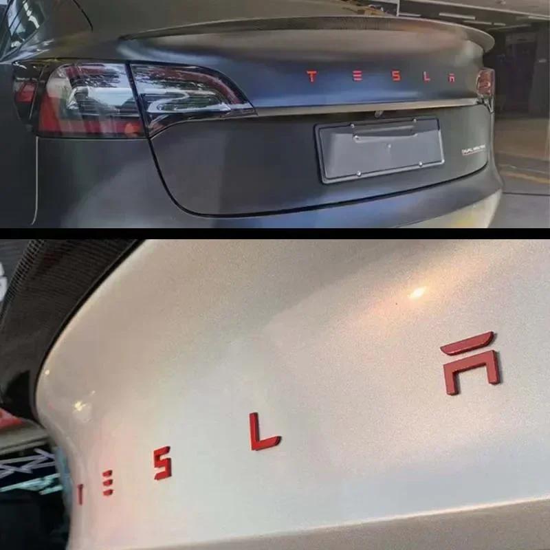 Autoaufkleber 2025 Neues Tesla Metall Auto Heckklappen-Emblem Aufkleber für Tesla Model 3 ModelS ModelX ModelY P100D Roadster Auto Refitti
