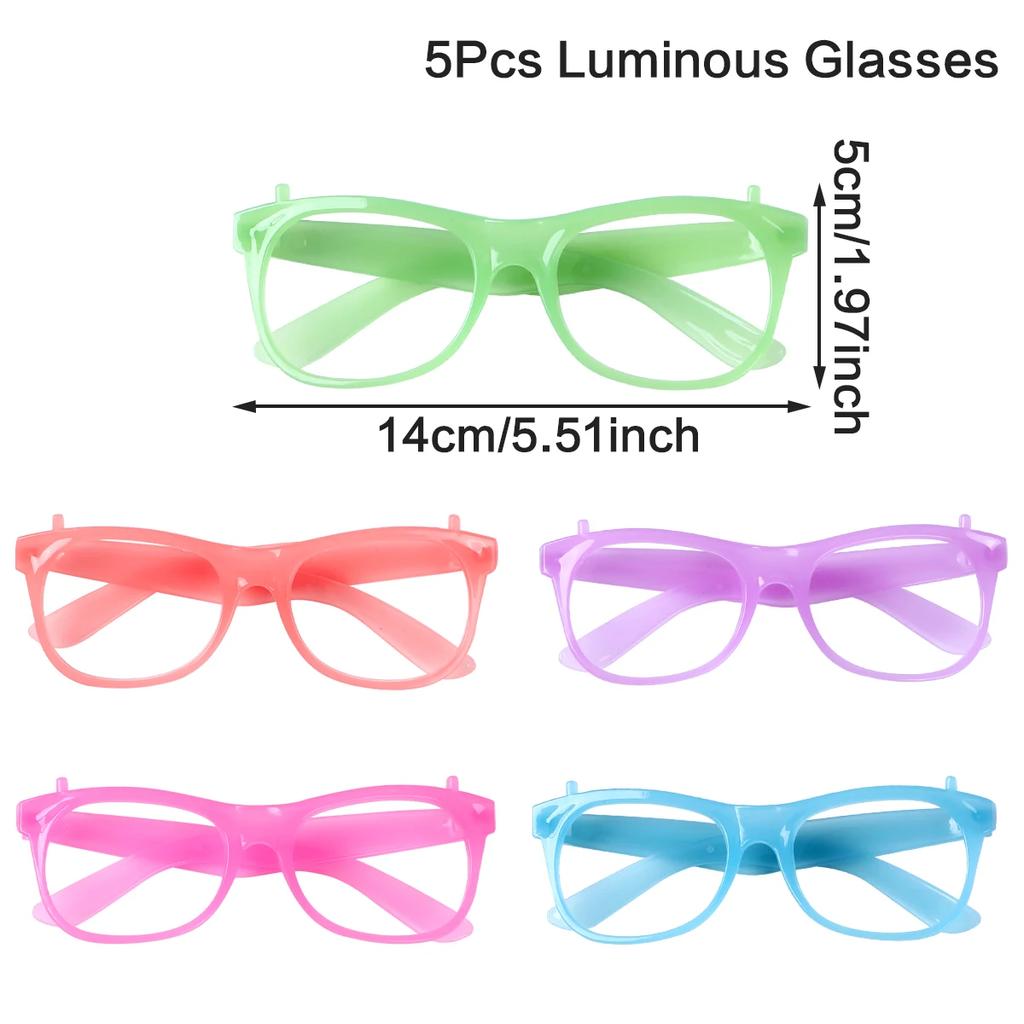 Pack 5 Color Changing Led Glasses Glow Glasses For Neon Party  Rave Glow In The Dark Birthday Favors For Children And Adults