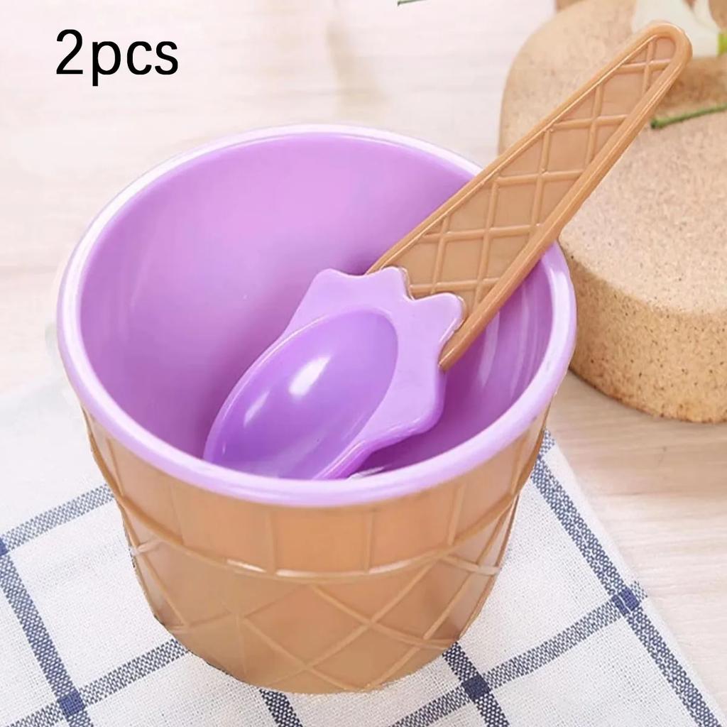 1/2set- Ice Cream Bowl Spoon Set Yogurt Cup Children's Ice Cream Bowl