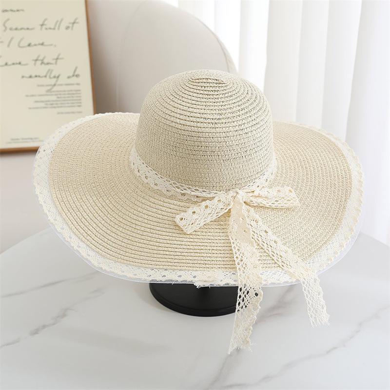 Lace-Trimmed Hats Women, And Versatile, Hat Foldable Sunhats Seaside And Beach
