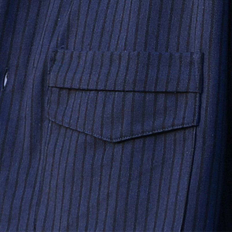 Spring and Autumn Men's New Lar Loose Casual Striped Long Sleeve Shirt