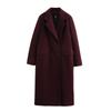 Womens Solid Color Mid-Length Blend Wool-Like Coat 2026 Streetwear Outerwear