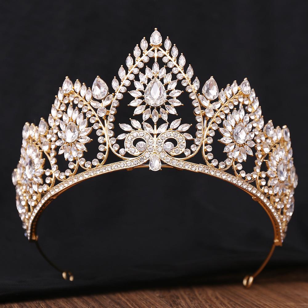 DIEZI Baroque Princess Green Purple AB Crystal Tiara For Women Girls Wedding Party Luxury Vintage Queen Crown Hair Accessories