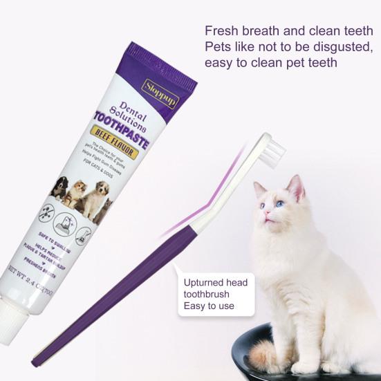 Yousheng Dog Toothbrush Kit Portable Teeth Care Ergonomic Design Oral Cleaning Soft Bristles Pet Dental Solution Toothpaste Kit Daily Use