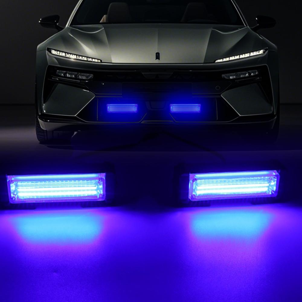 2 in 1 COB Grille Strobe Light 12V Police Strobe Flashing Beacon Blue Red Amber Warning Lights for Vehicles Car Van SUV Offroad