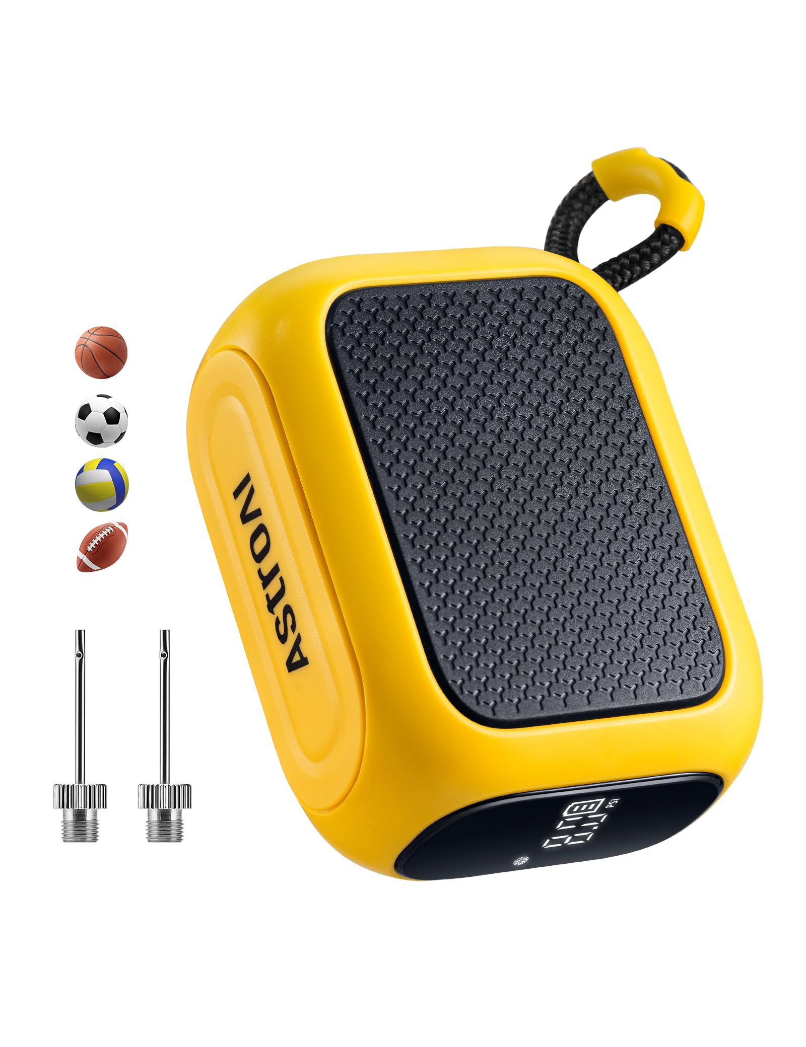 

AstroAI L6S Electric Ball Inflator with 20PSI Digital LCD Screen and 5 Presets Basketball Soccer Ball Sports Ball Needle Yellow жовтий
