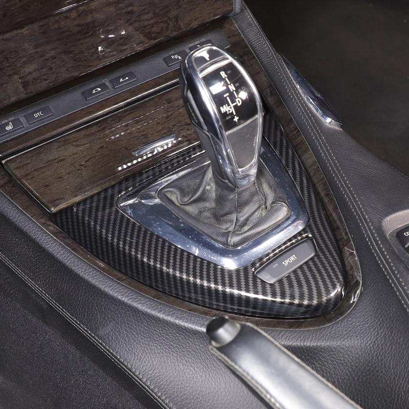Für BMW 6er Reihe E63 E64 2007-2009 ABS Kohlefaser Auto Mittelkonsole Schalthebel Panel Dekorativer Rahmen Aufkleber Auto Zubehör