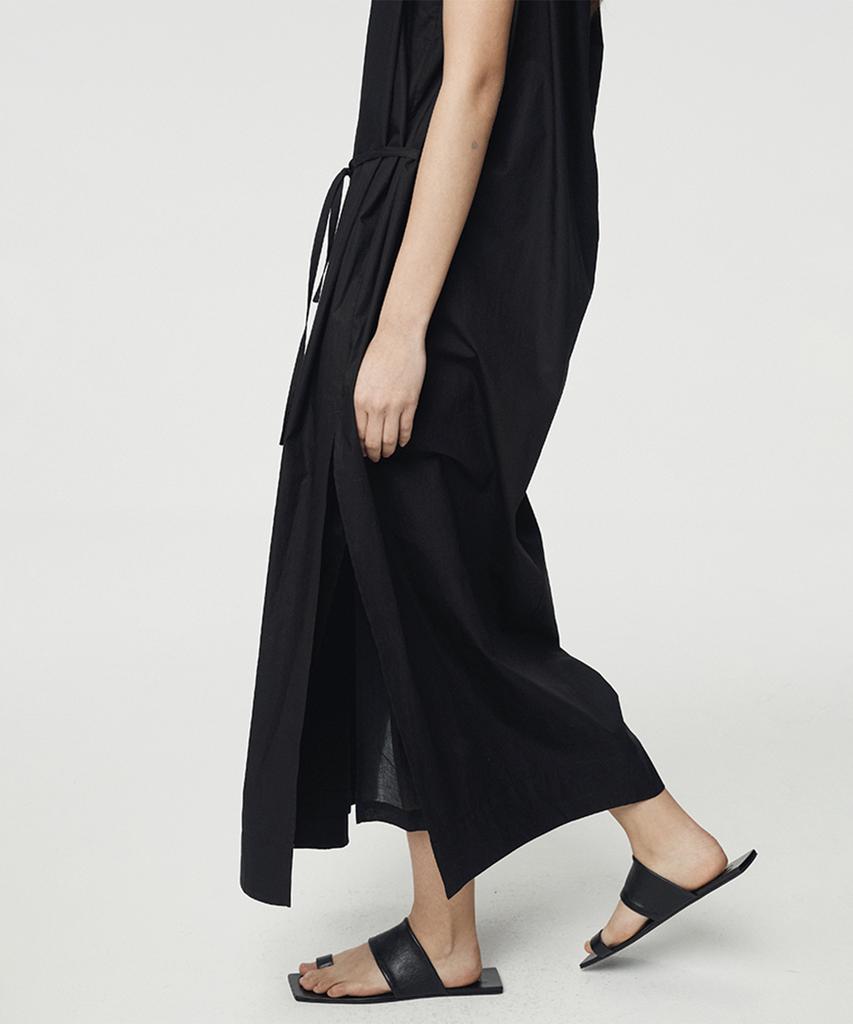 Umamung Lightweight Cotton Layered Dress_Black