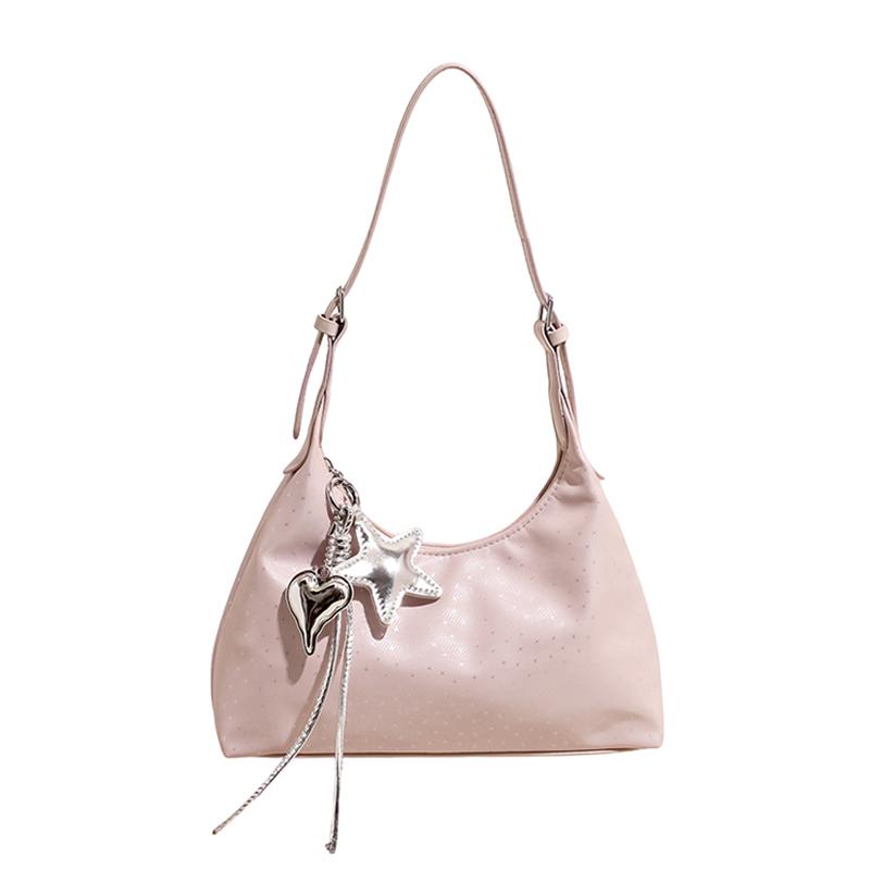 Sewing Thread Casual Underarm Bag Fashion Vintage Youth Shoulder Bags Adjustable Strap Star Heart Charm Minimalist Daily Handbag