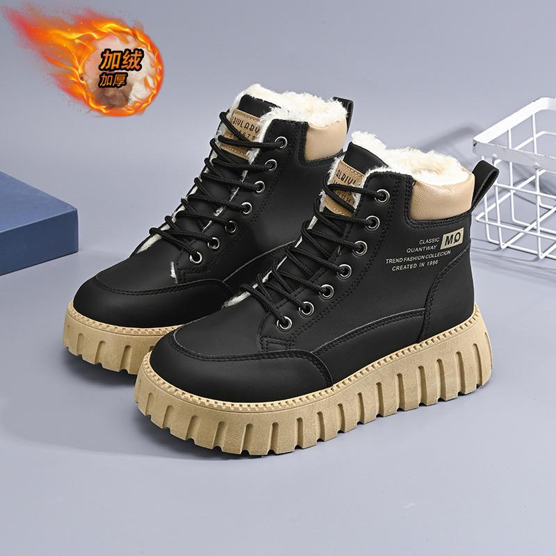 Winter velvet high-top Martin boots thickened thermal cotton shoes platform short boots casual snow boots