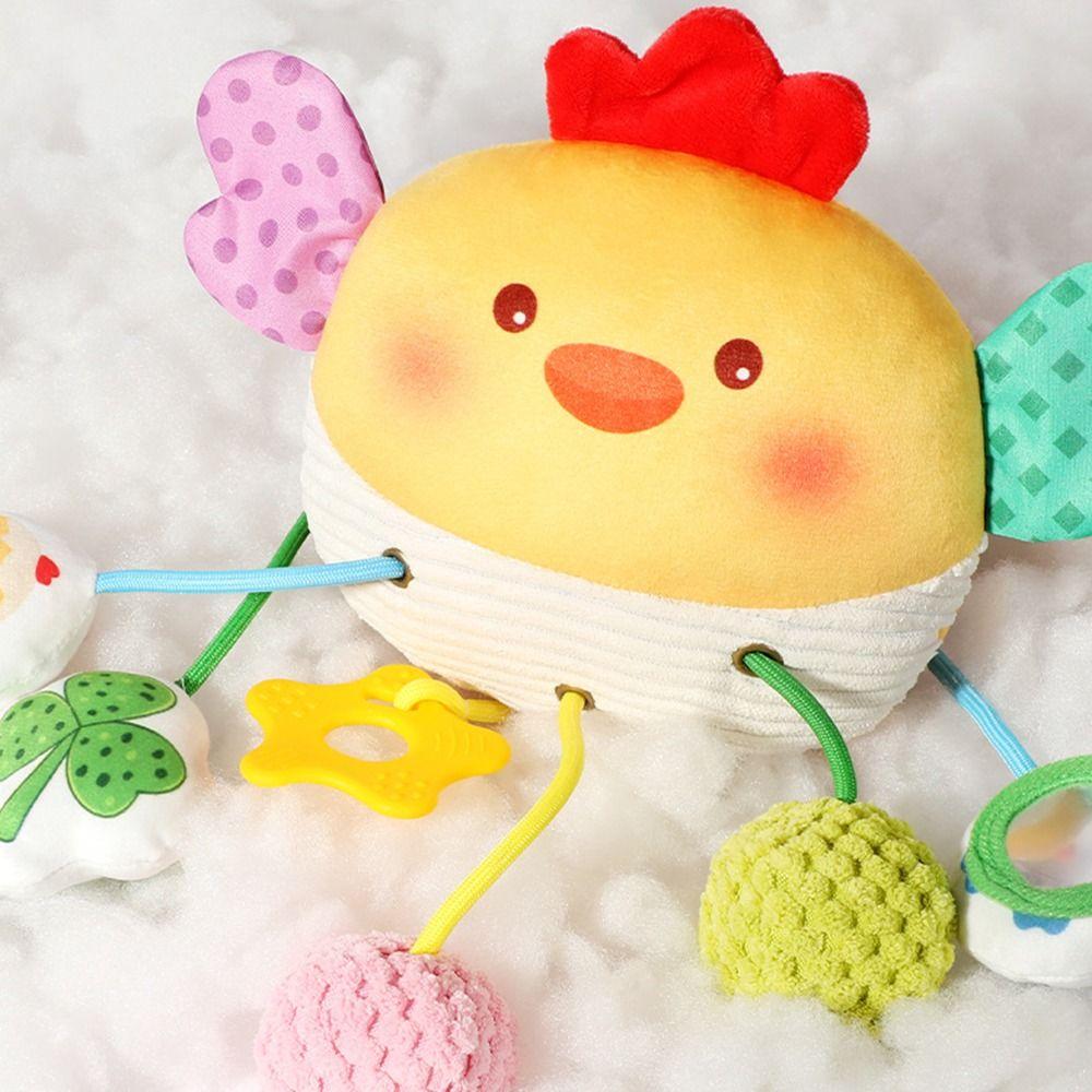 Crab-shaped Baby Pull String Toys with Clamp Stroller Hanging Ornaments 0-1 Years Old