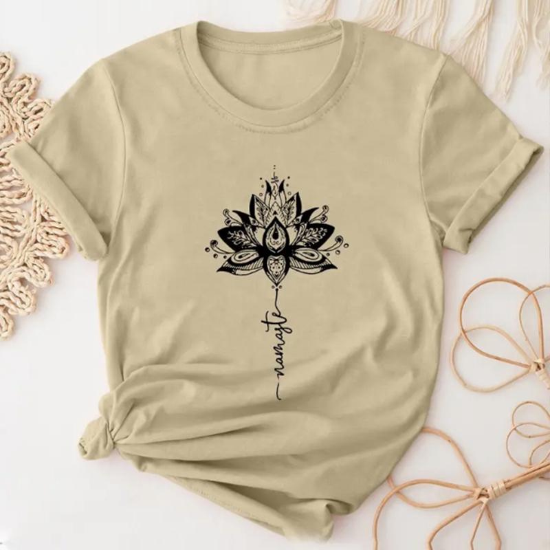 Mode Frauen Lotus Totem Lila Ring Print T Shirt Lustige Casual Oansatz Kurzen Ärmeln T-shirt Sommer Weibliche T-shirt