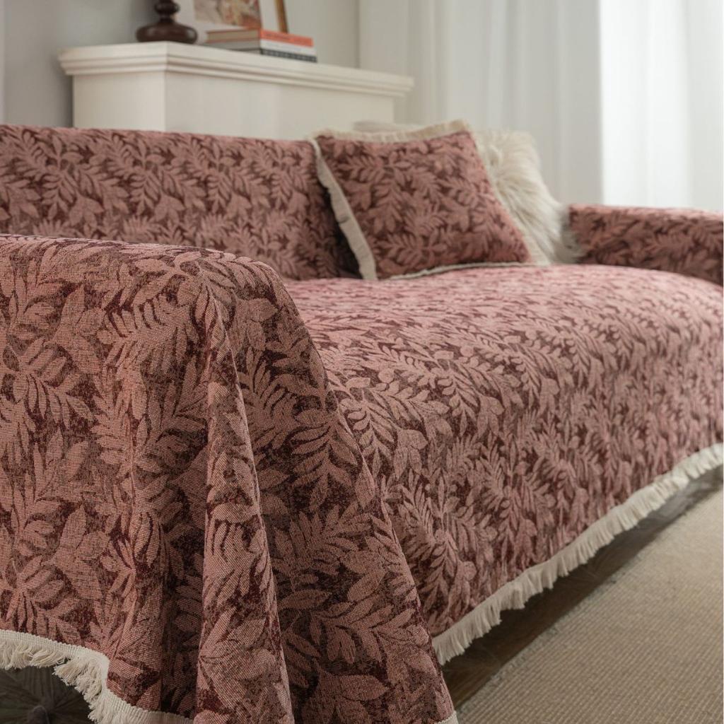 Sofa Towel Anti-cat Scratch Jacquard Flower Retro Thick Sofa Cover Blanket