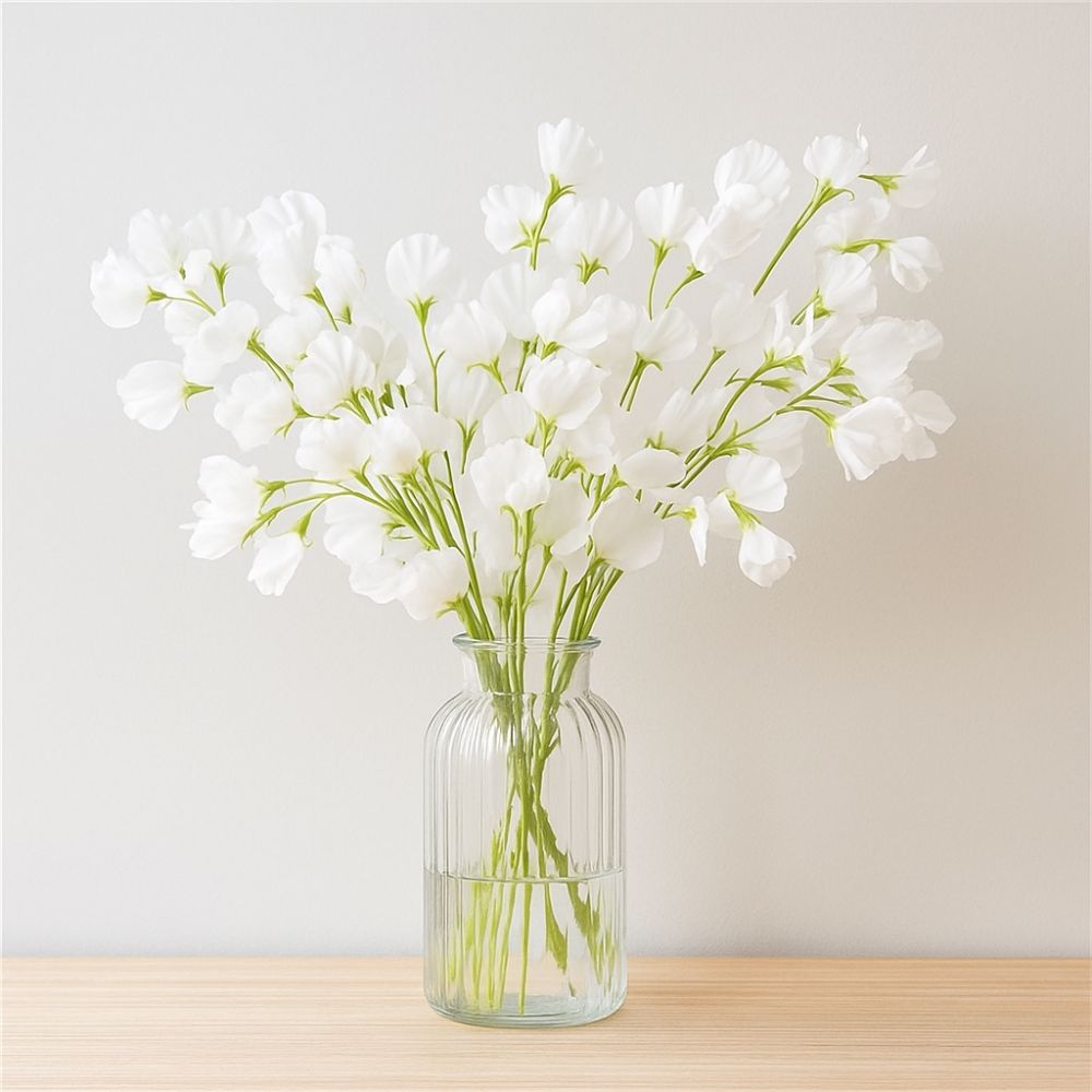 Lifelike Artificial Pea Flower Hydrating Fake Plants Elegant Silk Pea Branch  Living Room