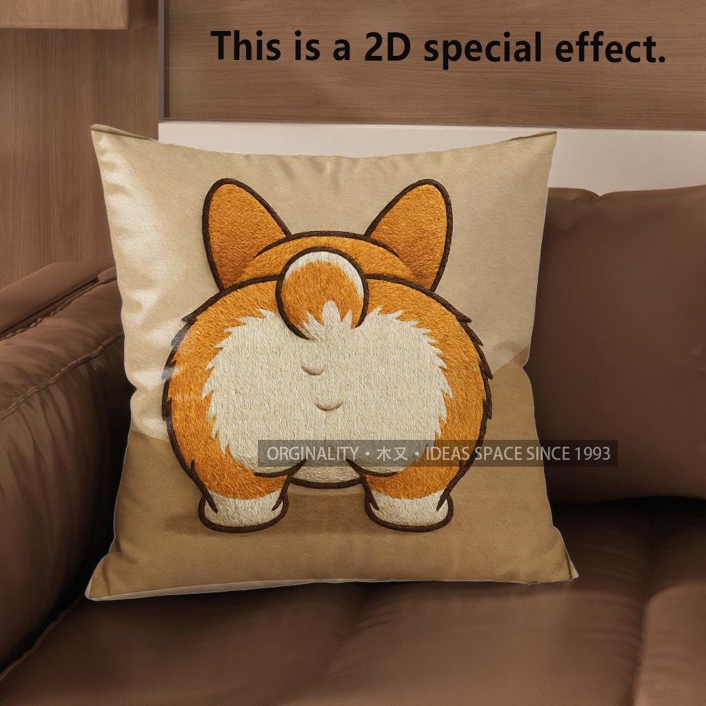 2D Cute Corgi Butt Designs Cushion Covers Pattern Cushion Cover Suitable For Sofa Bedroom Car Pillow Cover