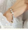 European-Inspired Pig Nose Freshwater Pearl & Titanium Steel Bracelet