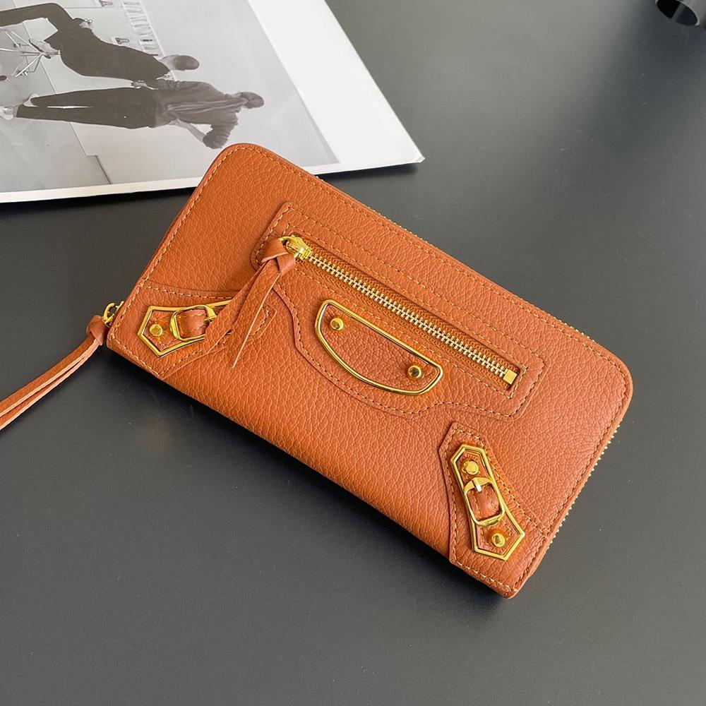 Retro Echtes Leder Damen Geldbörsen Luxus Markenstil Motorrad Lange Geldbörse Ohne Logo Hohe Kapazität Nieten Clutch Tasche Geldbörse