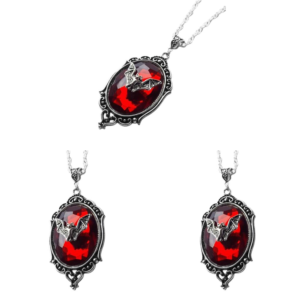 Gothic Bat Pendant Necklace With Red Jewelry Charm For Vintage Style Jewelry Lovers