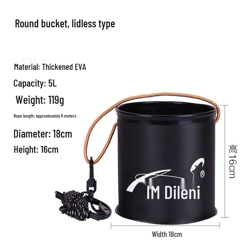 Foldable EVA Fishing Bucket with Lid and Rope - Live Fish Protection Tank Default